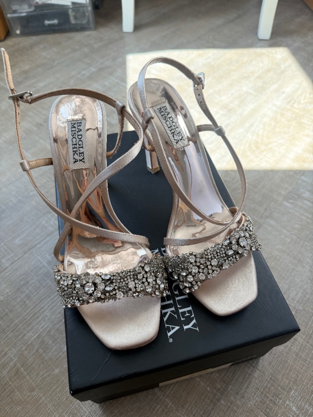 Badgley Mischka crystal embellished bridal heel